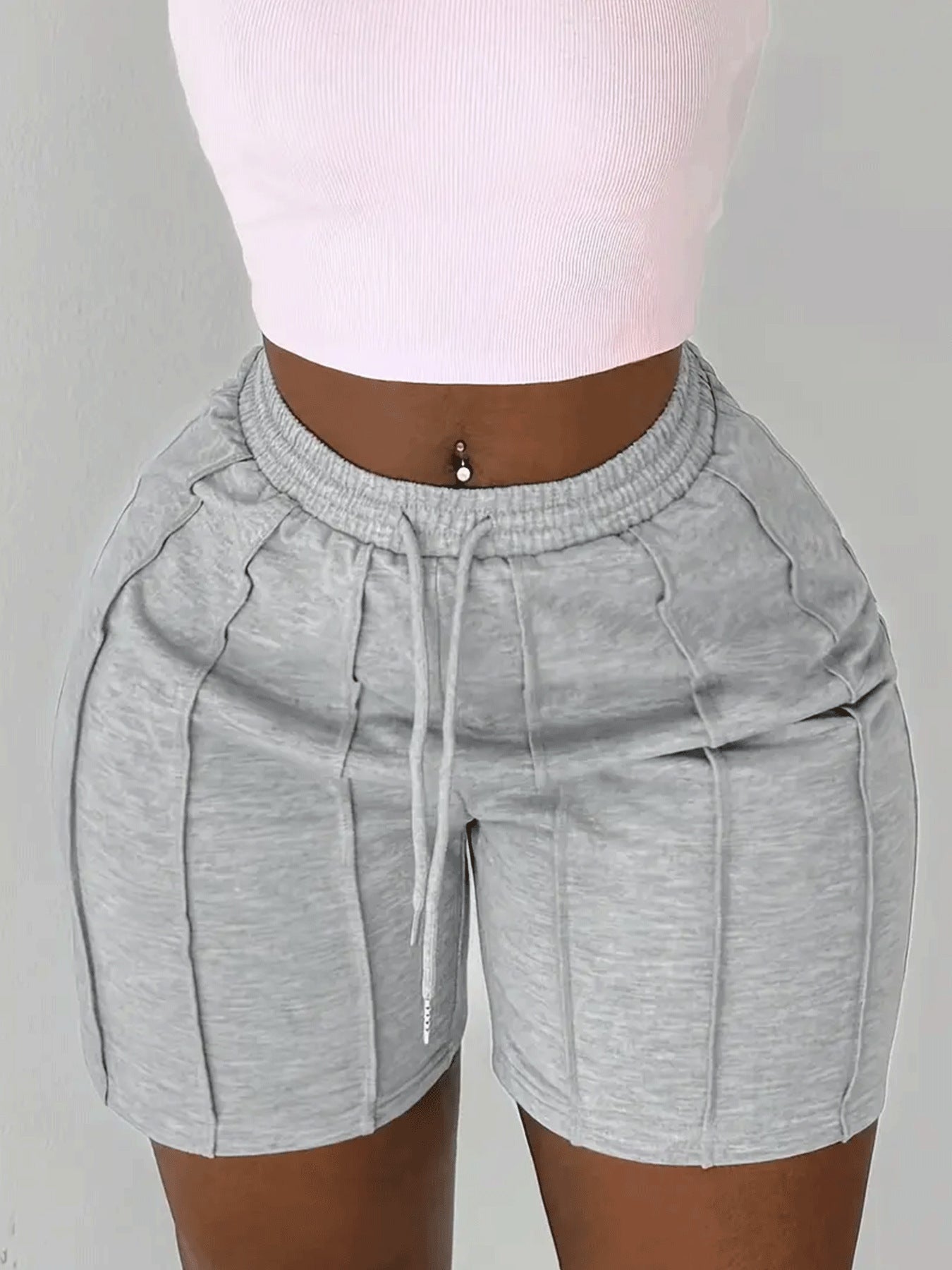 Sports Casual Drawstring Elastic Waist Shorts