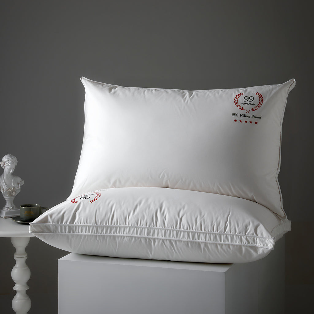 Soft White Goose Down Pillow for Cervical Support and Sleep