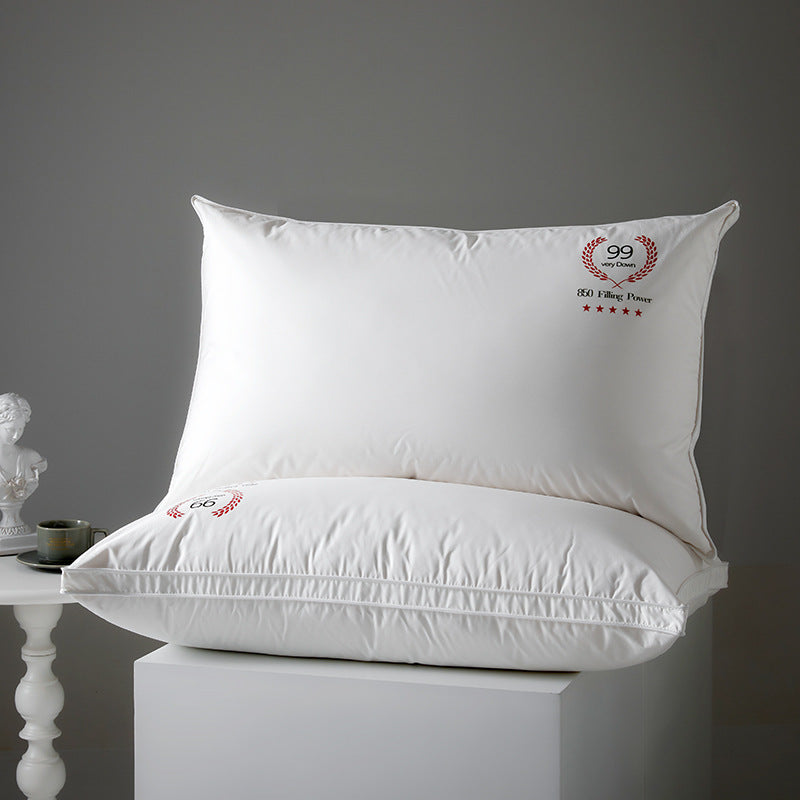 Soft White Goose Down Pillow for Cervical Support and Sleep
