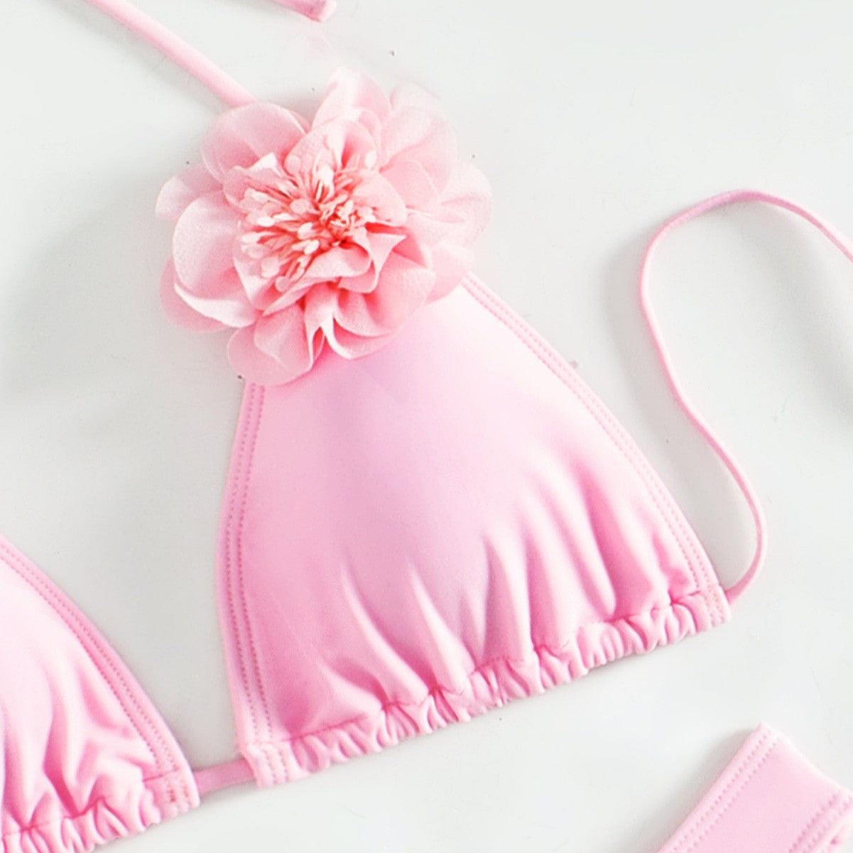 Solid Color Sexy Three-Dimensional Flower Bikini