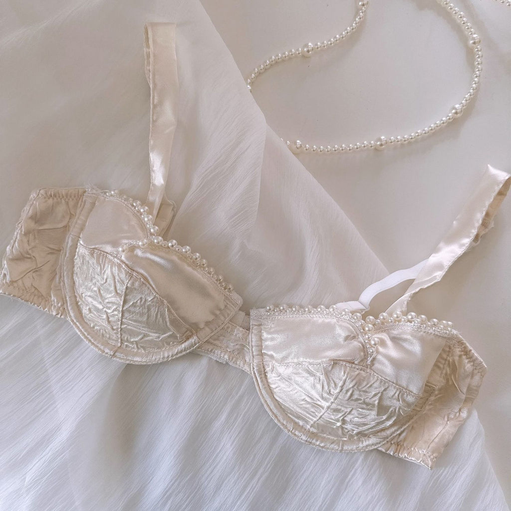 Retro French Pearl Embroidered Underwire Bra