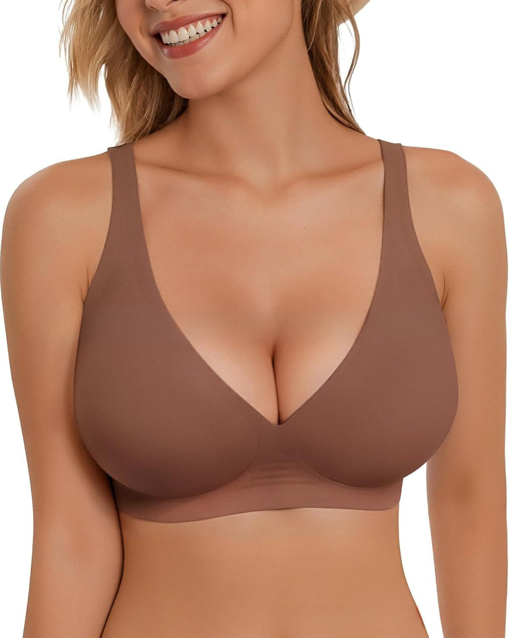 Vertvie Womens Wireless Seamless Bras Deep V No Underwire