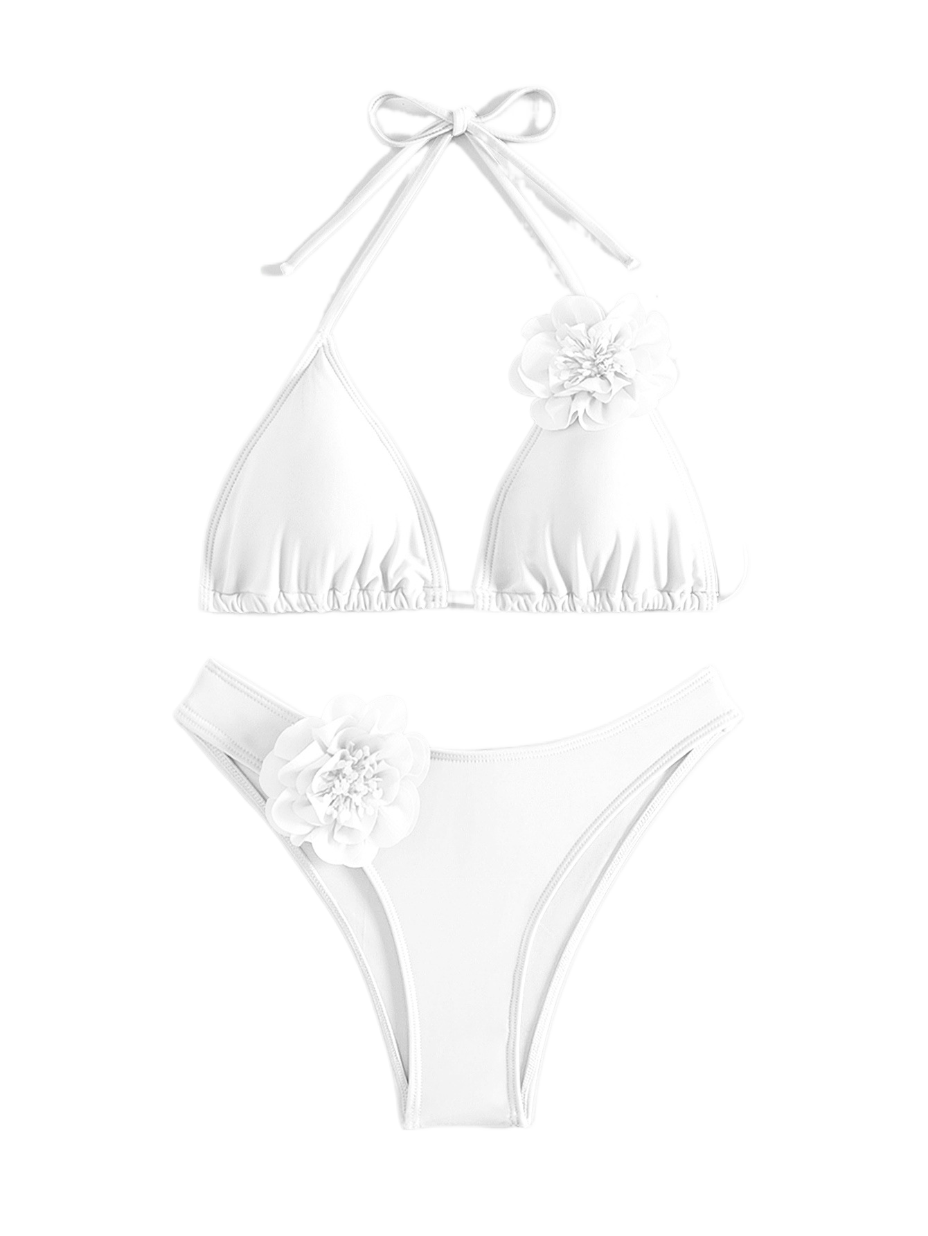 Solid Color Sexy Three-Dimensional Flower Bikini