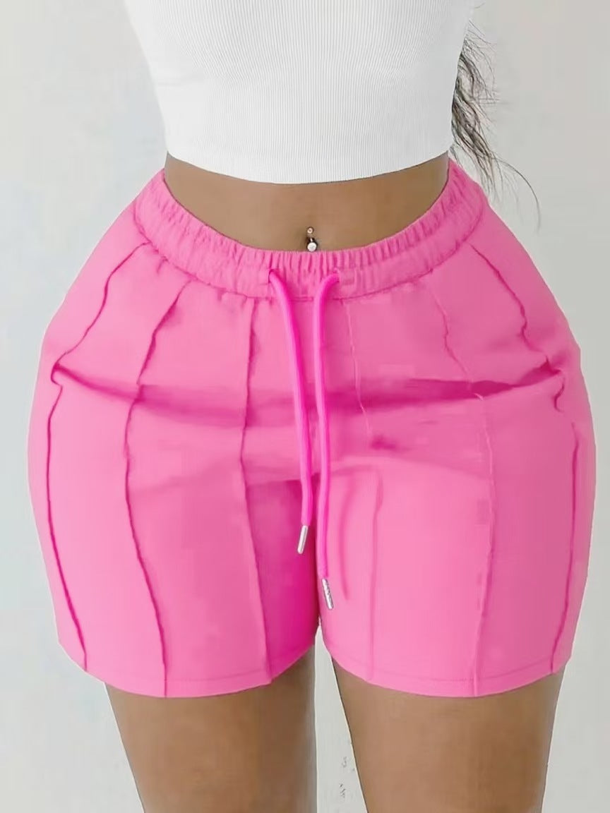 Sports Casual Drawstring Elastic Waist Shorts