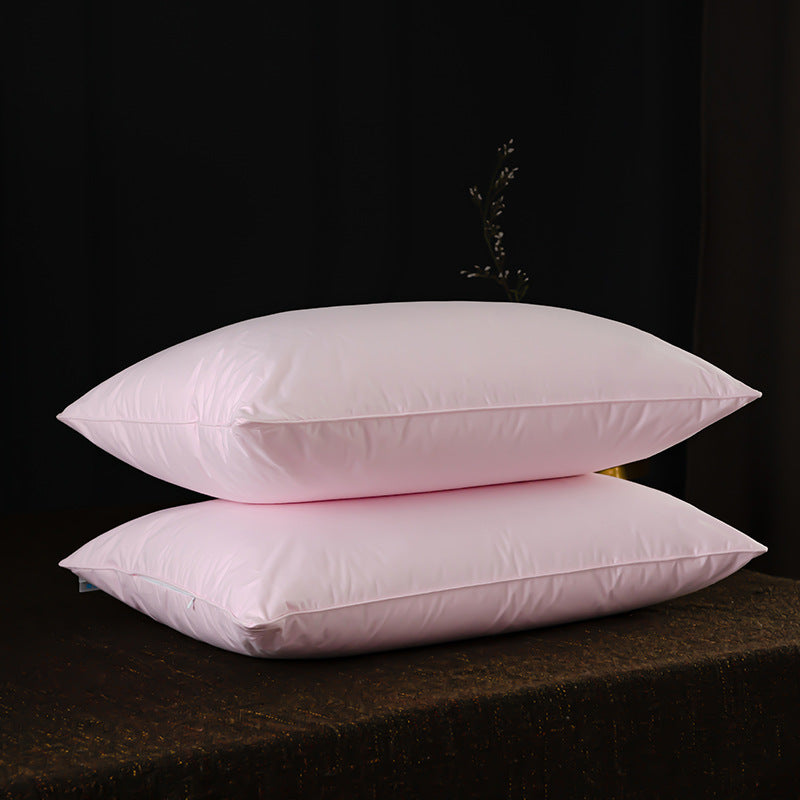 White Goose Feather Pillow with Cotton Cover for Cervical Support