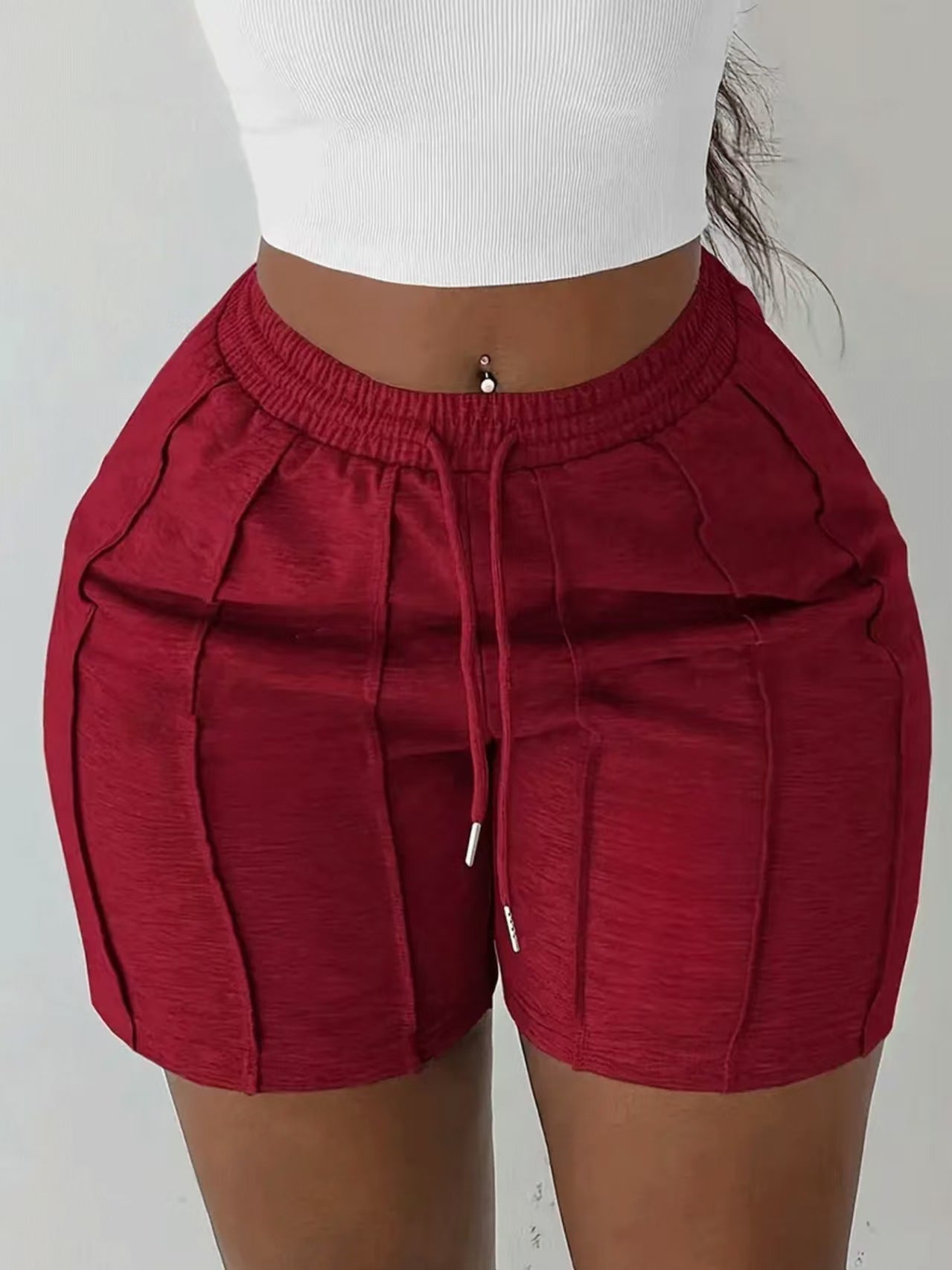 Sports Casual Drawstring Elastic Waist Shorts