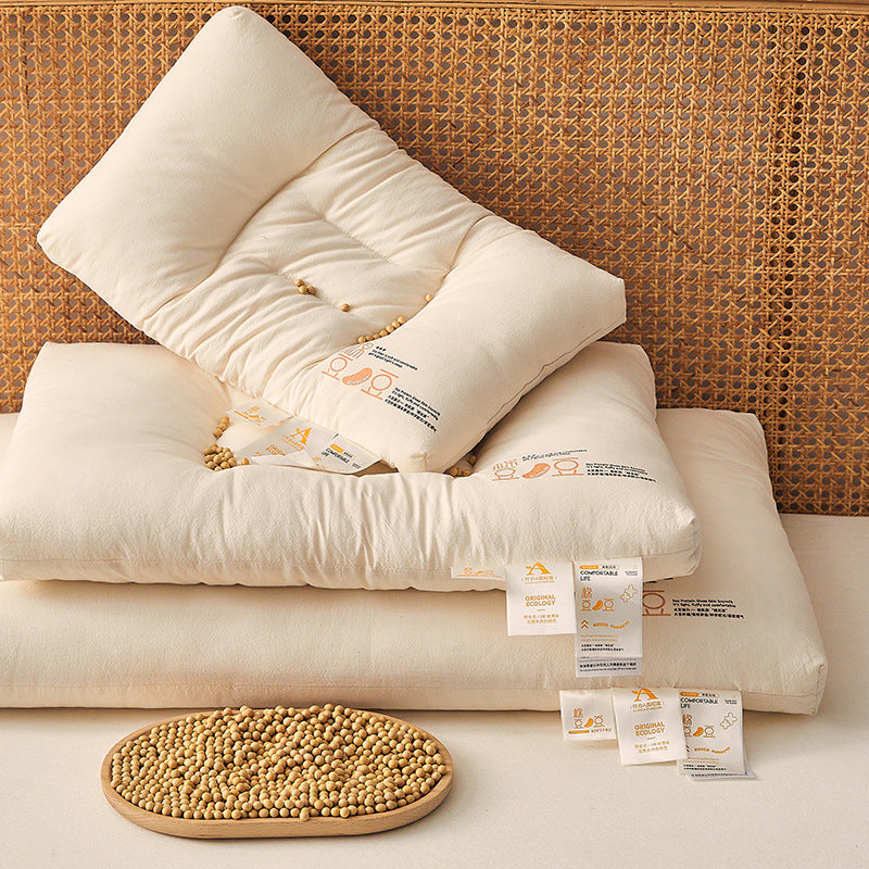 Japanese-style Cotton Soybean Fiber Pillow for Children Students Adults
