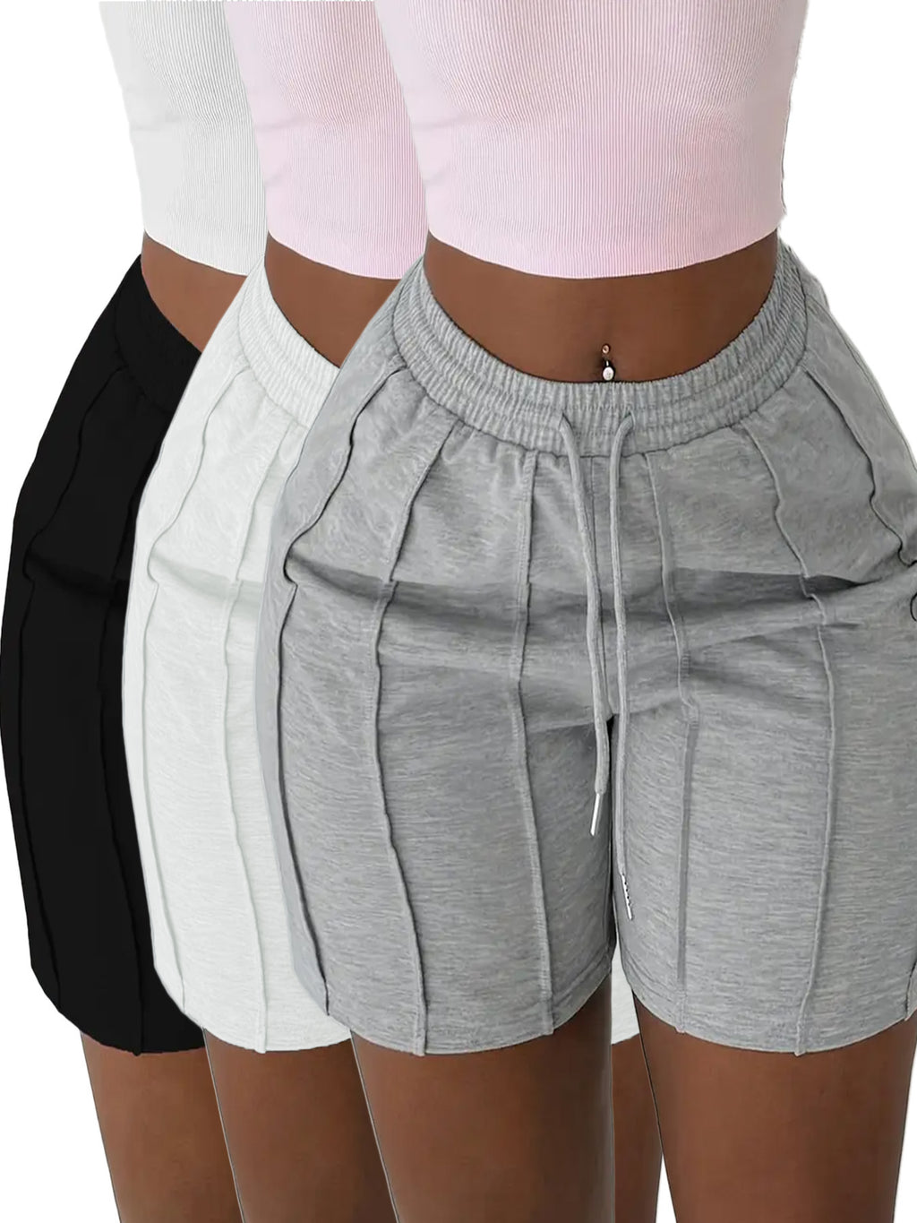 Sports Casual Drawstring Elastic Waist Shorts