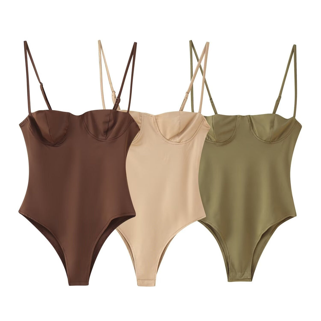 Women's Solid Color Camisole Underwear Bodysuit