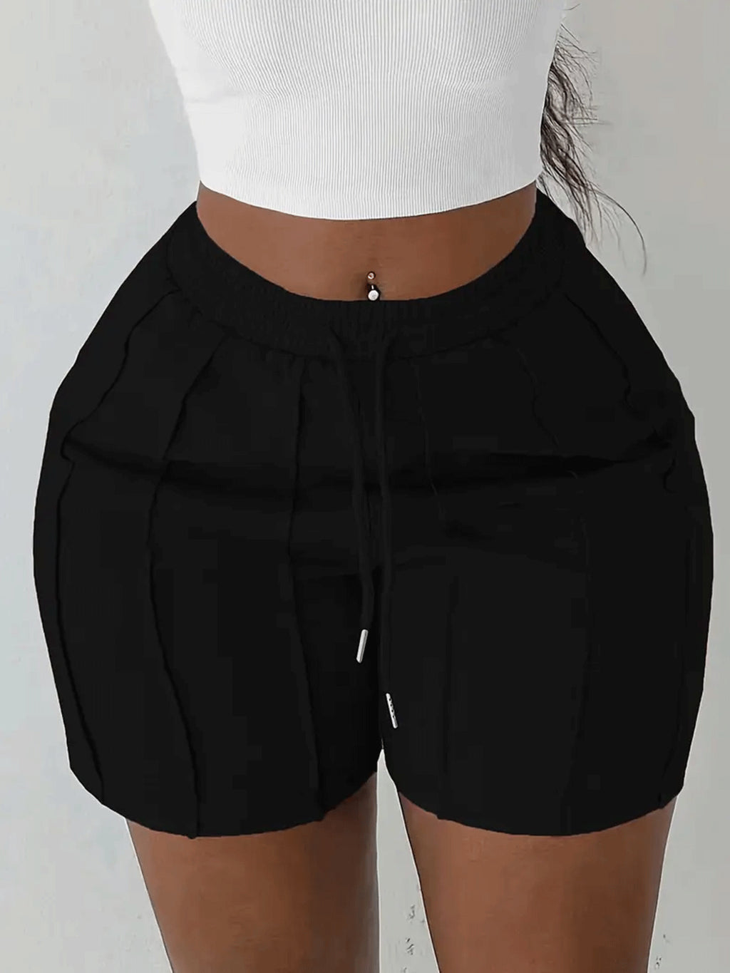 Sports Casual Drawstring Elastic Waist Shorts