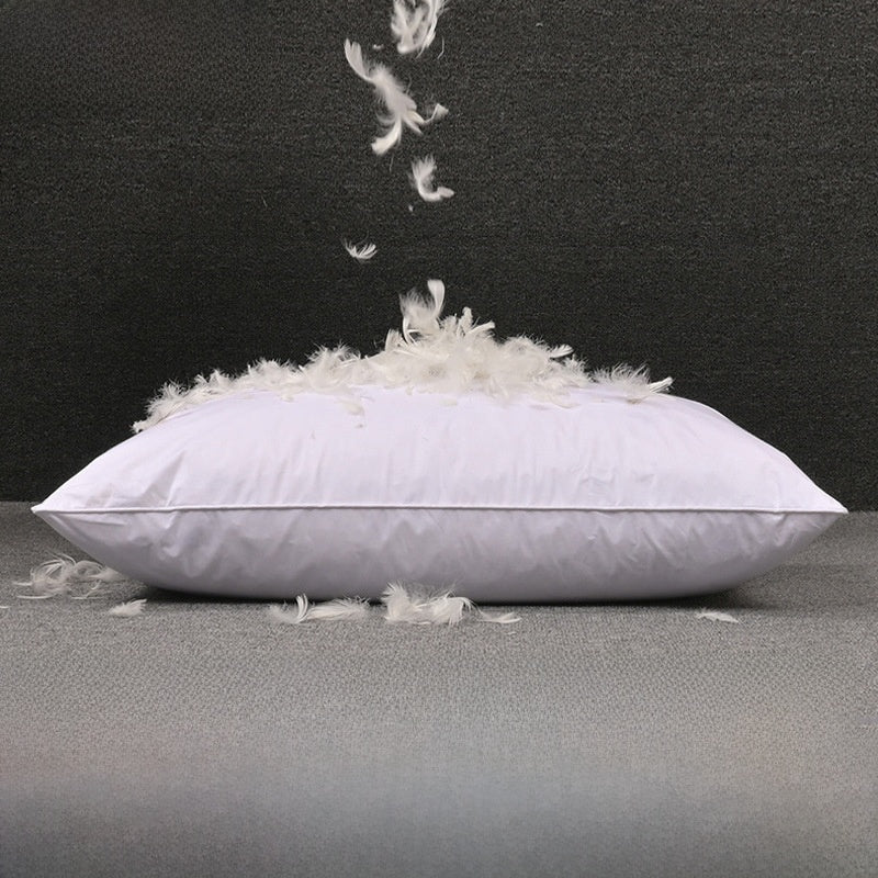 White Goose Feather Pillow with Cotton Cover for Cervical Support