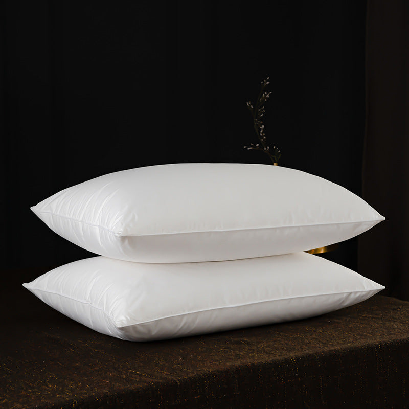 White Goose Feather Pillow with Cotton Cover for Cervical Support