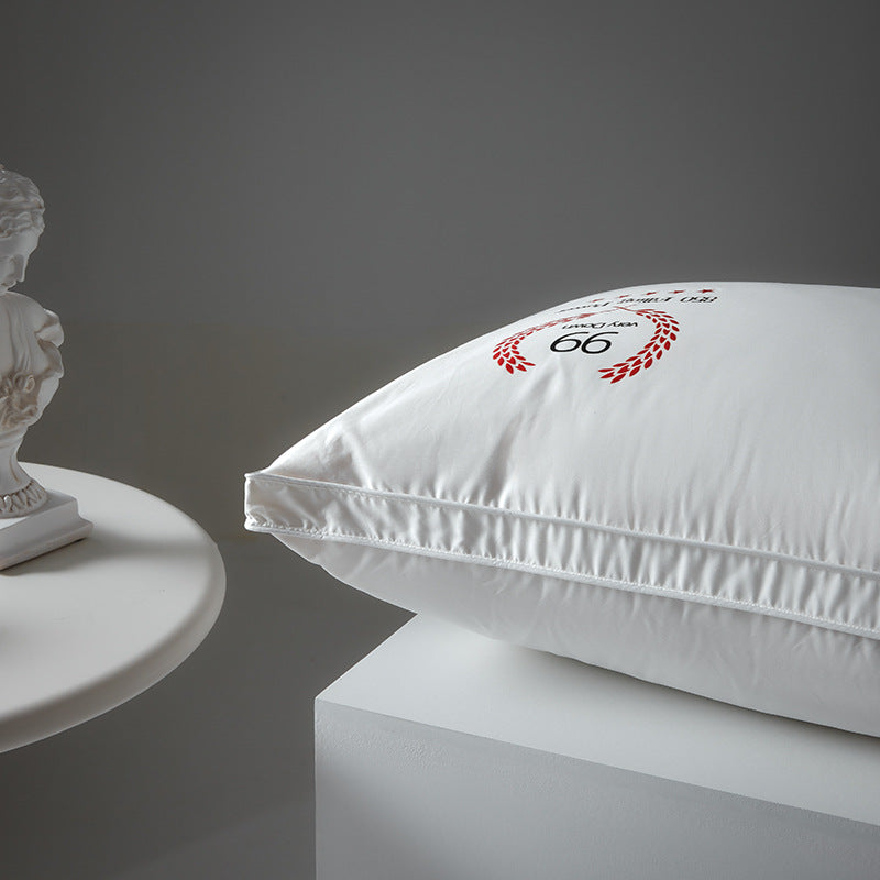 Soft White Goose Down Pillow for Cervical Support and Sleep